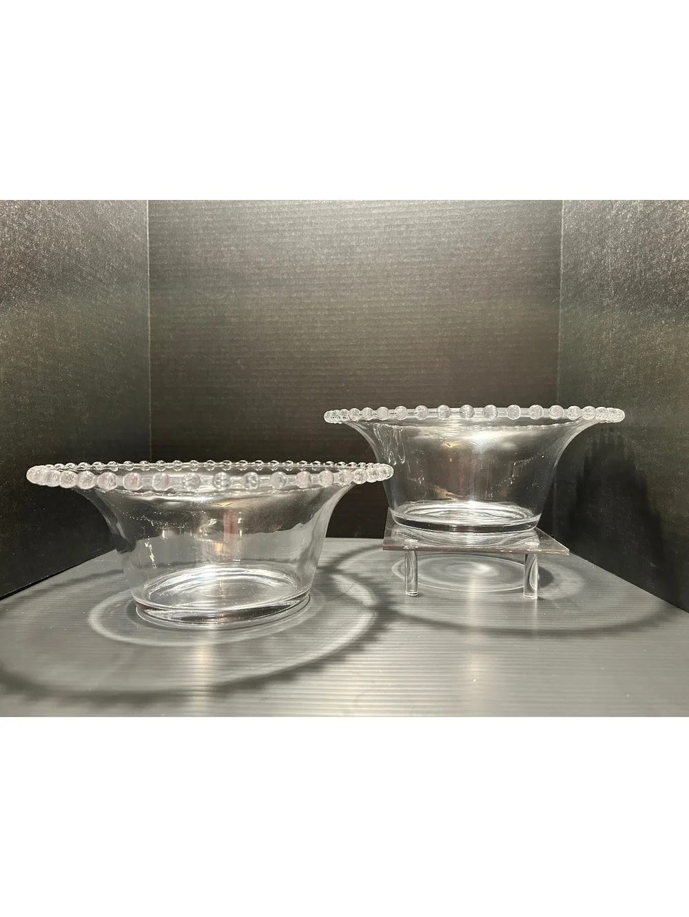2 Heavy Glass Candlewick-Style Serving Bowls